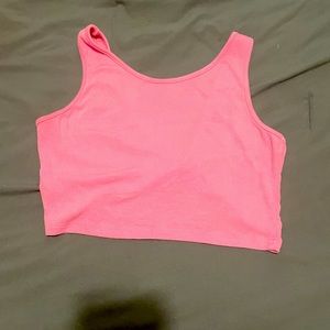 cropped pink tank top